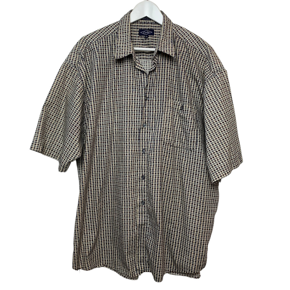 Vintage 90s Carlos Short Sleeve Button Down Collared Shirt Geometric Cotton XL